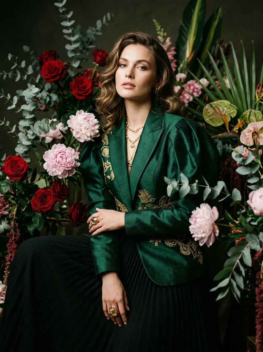 Фотосессия с цветами в стиле Vogue