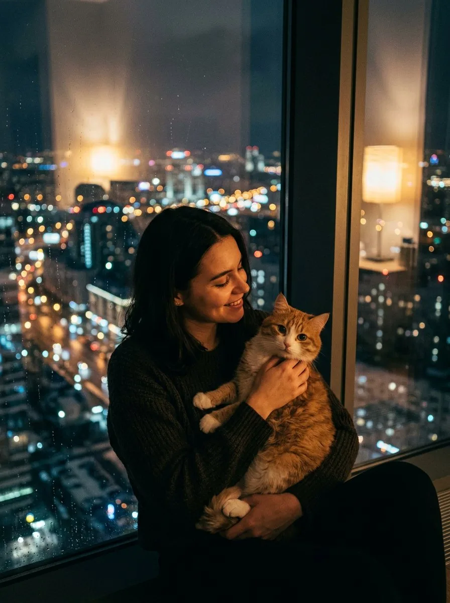 Ночная фотосессия с котом