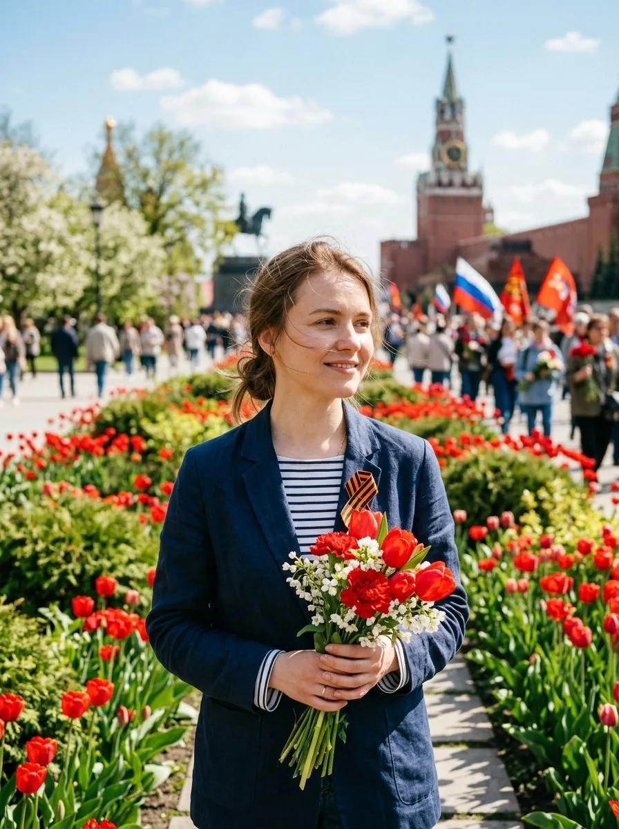 Фотосессия с цветами ко Дню Победы