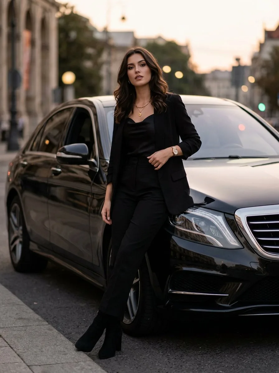 Женская фотосессия с автомобилем