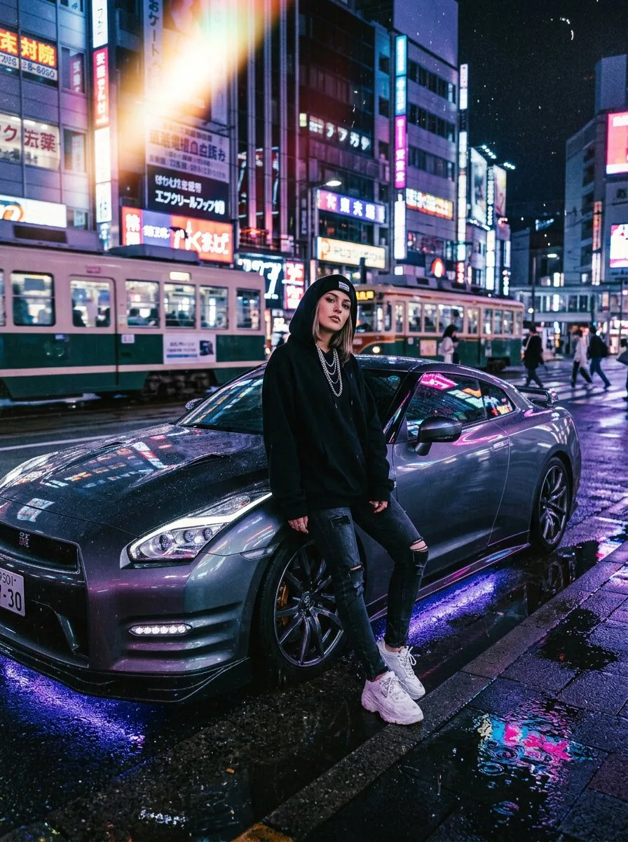 Фотосессия с машиной в стиле street style