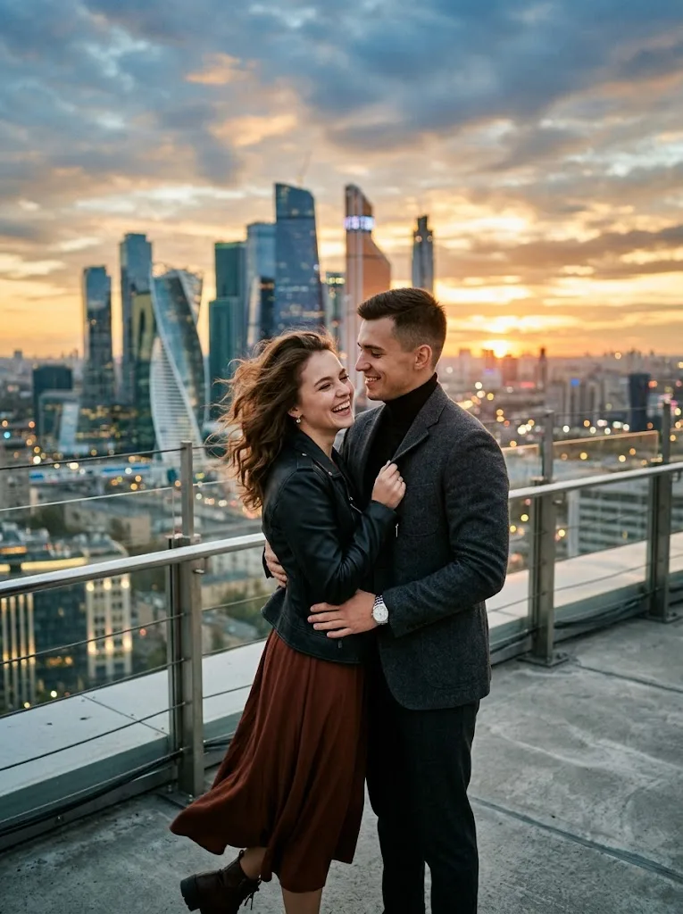 Фотосессия с парнем на крыше небоскреба