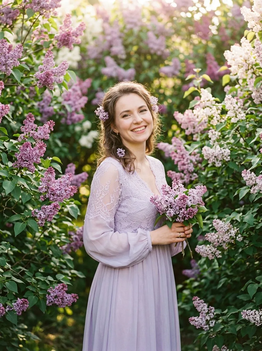 Фотосессия в сиреневом саду