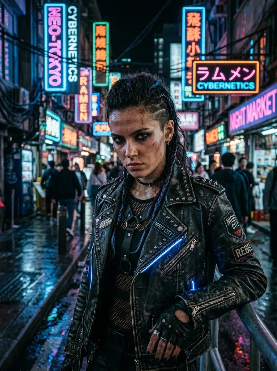 Брутальная женская фотосессия в стиле cyberpunk